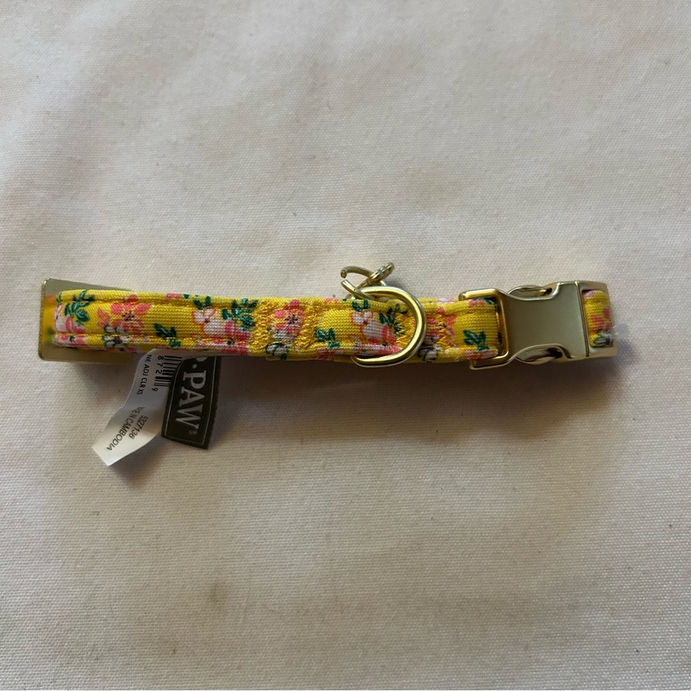 XS Yellow Floral Neoprene Dog Collar